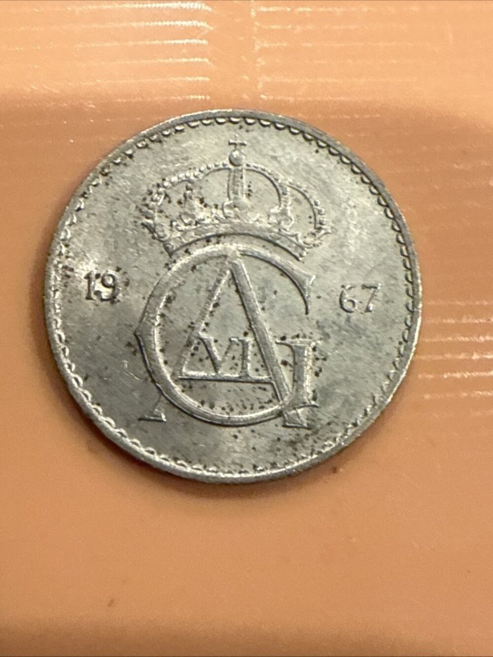 1967 Sweden 25 Ore Copper-Nickel Coin